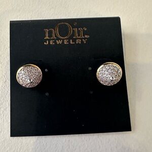 nOir Jewelry Gold and Pave Stud Earrings